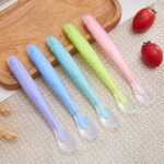Baby-Feeding-Spoons-Dishes-Tableware-Children-Flatware-Cutlery-Spoon-Silicone-Temperature-Sensing-Patchwork-Soup-Ladle-Tools