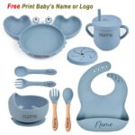 Crab-Plate-For-Baby-Silicone-Tableware-Suction-Bowl-Plate-Tray-Bibs-Spoon-Personalized-Name-Baby-s
