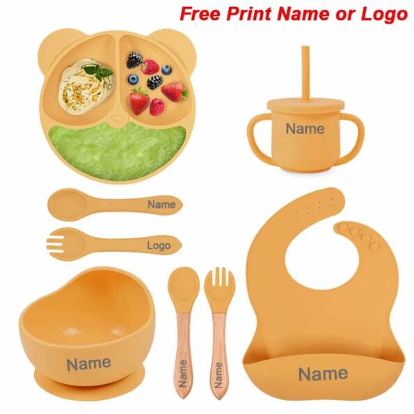 Feeding-Set-Silicone-For-Baby-Sucker-Bowl-Dishes-Plate-For-Kids-Bear-Plate-Set-Baby-Tableware